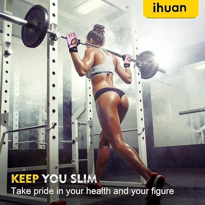ihuan Breathable Weight Lifting Workout Gym Gloves: Fingerless Exercise Wrist Support | Enhance Palm Protection | Extra Grip for Fitness |Training | Rowing | Pull-ups