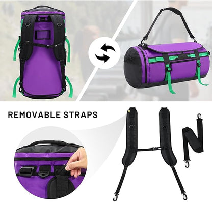 MIER Large Duffel Backpack Sports Gym Bag with Shoe Compartment, Heavy Duty and Water Resistant, Purple, 90L