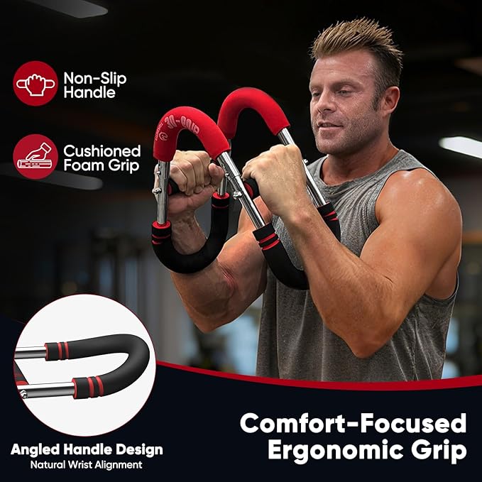FitBeast Twister Arm Trainer, 4 Progressive Resistance Levels (30-120 lbs), 4-Spring Adjustable Arm & Chest Workout Equipment, Upper Body Strength Training Equipment for Home Gym