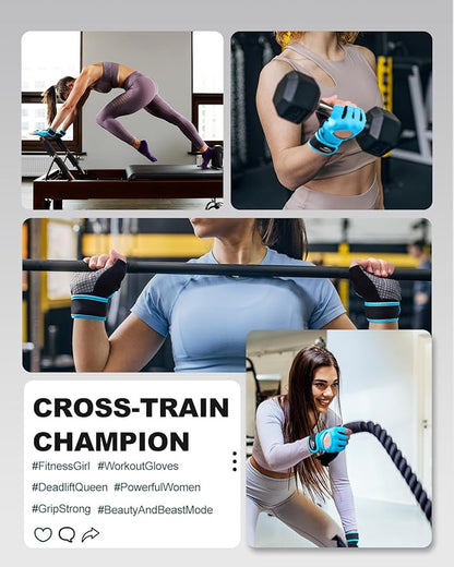 Trideer Weight Lifting Gloves for Women Men with Wrist Support, Workout Gloves Women Full Palm Protection for Gym Training, Fitness, Weightlifting & Pull Ups