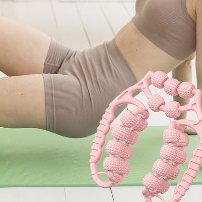 Massage Roller 21 Wheels Portable Workout Leg Massage Tool for Sports, Pink