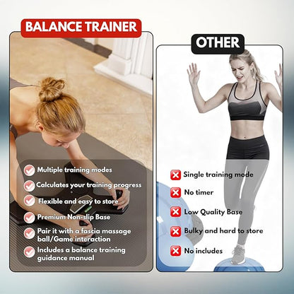 Balance Board for Core Workout, Portable Plank Board Training Equipment, Wobble Balance Board, Adjustable Home Fitness Equipment for Core Strength, Workout Equipment for Full-Body Workouts