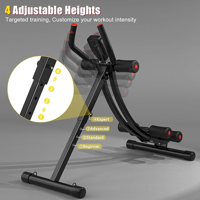 Ab Workout Equipment, Ab Machine for Women, Adjustable Core Abdominal Exercise Fitness Equipment, Foldable Waist Trainer Ab Crunch Home Gym Systems for Beginners
