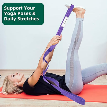 Stretching Strap Yoga Straps for Physical Therapy, 10 Loops Non-Elastic Stretch Band for Pilates, Flexibility, Exercise and Gymnastics