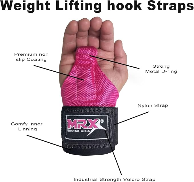 MRX Power Weight Lifting Straps Wrist Support Heavyduty Gym Training Bandage Cordura Hook Deadlifting Wraps