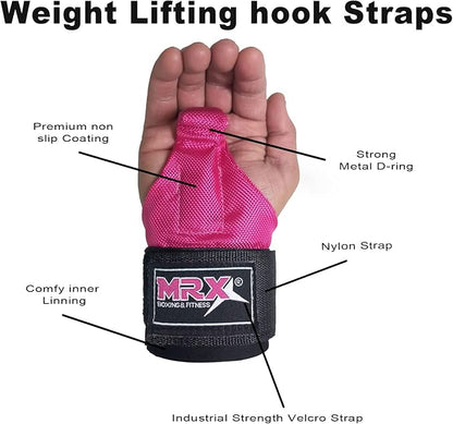 MRX Power Weight Lifting Straps Wrist Support Heavyduty Gym Training Bandage Cordura Hook Deadlifting Wraps