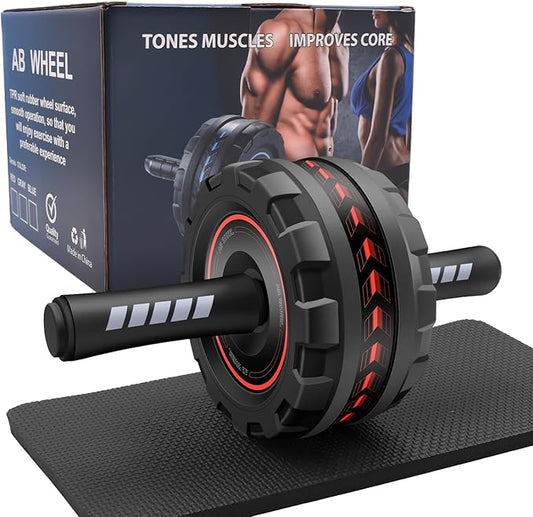 Ab Roller Wheel,Stable Wide Wheel For Beginner,Men,Women,Abs & Core Workout Equipment For Home Gym With Knee Pad,Abdominal Wheel For Full-Body Strength Training