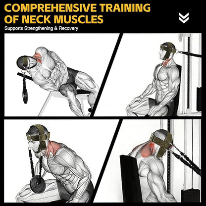 Fitness Neck Head Harness Trainer, Adjustable Chin Strap and Head Harness Strength, Neoprene Neck Exerciser for Weight Lifting, Home and Gym Use
