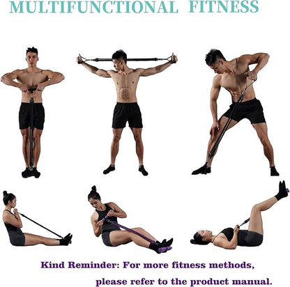 Pedal Resistance Band, Rebomer Exercise Band Home Fitness Band for Working Out, 4-Tube Elastic Sit Up Pull Rope for Men Women, Multifunction Tension Rope for Strength Training/Yoga with 2 Ankle Straps