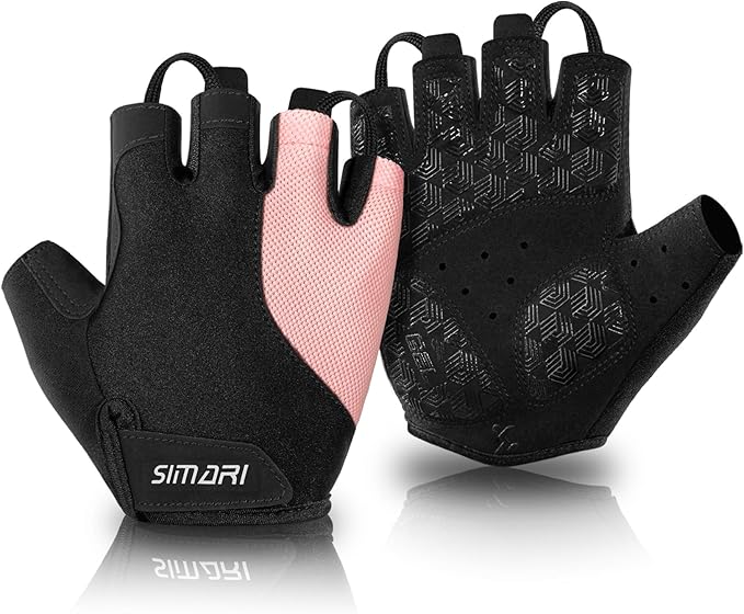 SIMARI GEL Pad Cycling Gloves for Men & Women, Workout Gloves with Cushion, Breathable, Grip, Gift for Gym Exercise, Biking, Weight Lifting Training, Fitness, Black, Pink, Cyan, White Size XS S M L XL