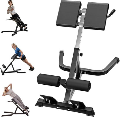 PAPABABE Roman Chair Back Extension Bench Machine, Hyperextension Bench with Durable High-Density Foam, Multi-Functional Bench for Full All-in-One Body Workout