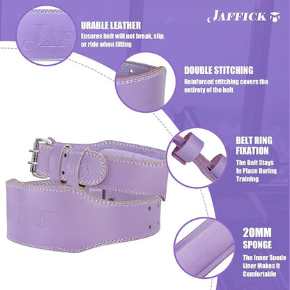 Jaffick Weight Lifting Belt For Ladies Leather Gym Belts Lower Waist Back Support For Women Men Fitness Squat Deadlift Heavy Duty Cross Training Gym Powerlifting Workout