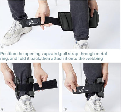 Sportneer Adjustable Ankle Weights Set - 1 Pair (2-10 lbs) Removable Sandbags for Women & Men, Comfortable Neoprene Leg Weights for Walking, Running, Pilates, Yoga, Home Workout & Physical Therapy
