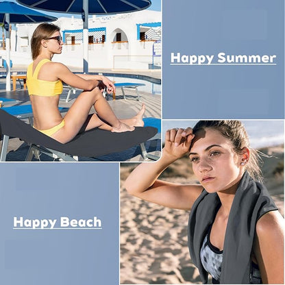 Tian qing Microfiber Towel Set, 2 Piece, Fast Drying, Soft Touch, Lightweight, Multiple Sizes for Beach, Camping,Gym, Hiking,Pool,YogaTravel (Dark Gray, Medium)