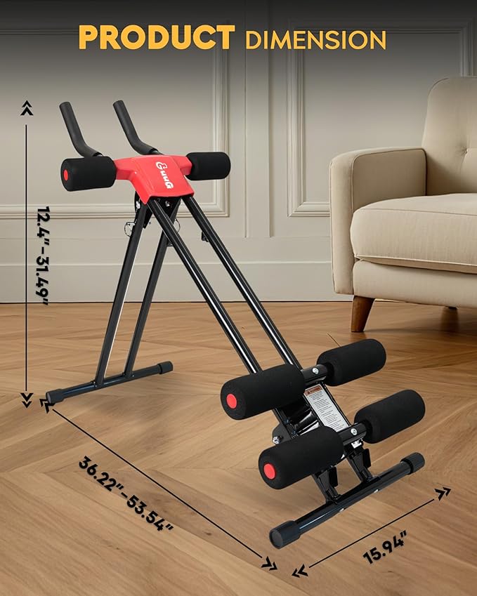 Ab Machine Abdominal Stomach Workout: Adjustable Ab Trainer Machine Ab Cruncher Core Strength Training Equipment for Home Gym Foldable for Women and Men