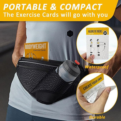 Bodyweight Exercises Cards, 62 Workout Cards Deck Large Size 5" x 3.5" Fitness Cards for Women & Men, Beginner Fitness Guide to Training Exercises at Home or Gym