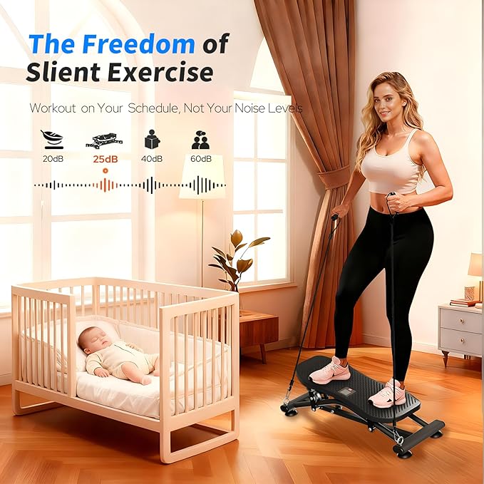 Balance Board for Adults, Ski Machine Exercise Equipment with Resistance Bands, Rock Stepper Featuring LCD Monitor, Portable Wobble Board or Full Body Workout at Home Gym