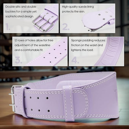 Women's Weight Lifting Belt 4 Inch Wide, Gym Powerlifting Belt for Women with Padded Lumbar Support, Adjustable Fitness Belt for Deadlift, Squats, Cross Training & Workout