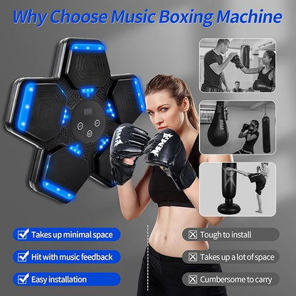 Music Boxing Machine for Adults and Kids, Smart Bluetooth Boxing Training Equipment with Gloves, Target Workout Equipment for for Home, Office