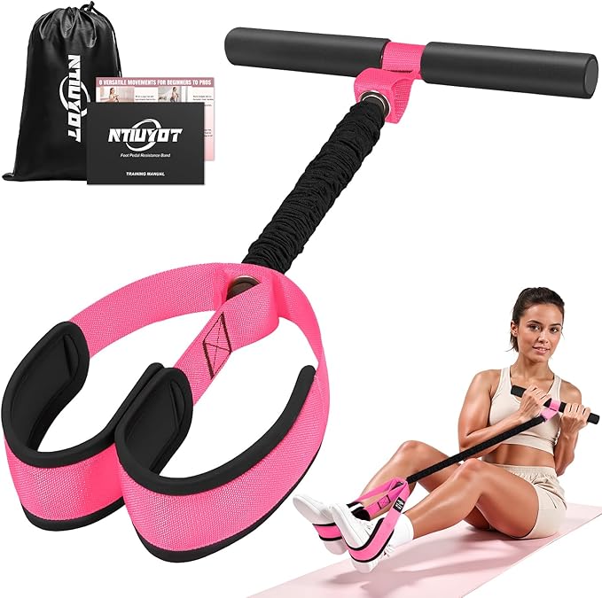 Upgraded Durable Pedal Resistance Band with Handle, Thickened Latex Tubes and Soft Foam Fabric Foot Pedal, Sit Up Exercise Equipment for Abdomen, Waist, Arm, Core/ABS, Leg, Physical Therapy