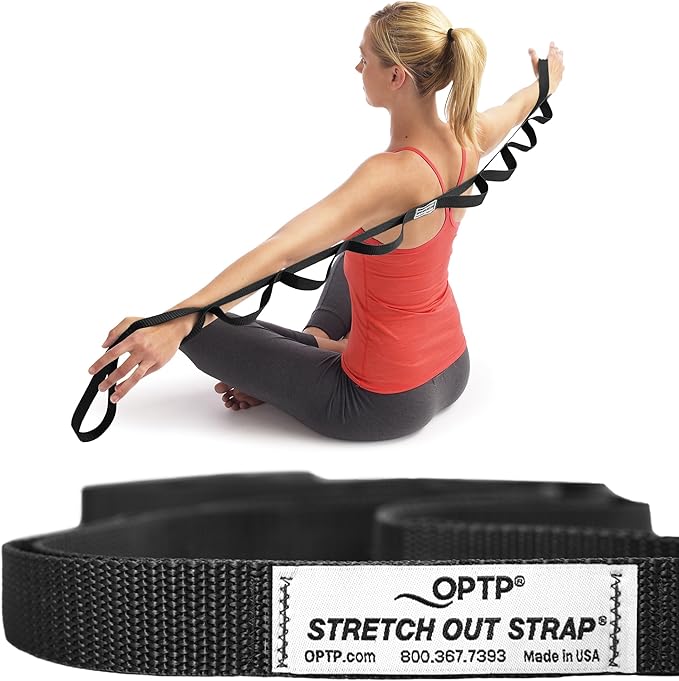 OPTP The Original Stretch Out Strap with Exercise Poster, USA Made Top Choice Stretch Out Straps for Physical Therapy, Yoga Stretching Strap or Knee Therapy (XL)