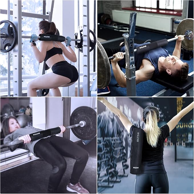 Barbell Pad Set for Squats Hip Thrusts, Barbell Weight Set Neck and Shoulder Protective Cushion Pad with 2 Gym Ankle Straps Booty Resistance Bands for Standard Bars Cable Machine