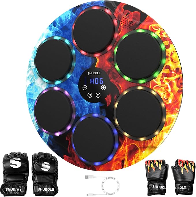Music Boxing Machine with Gloves - Wall Mounted Punching Trainer for Adults & Kids, 9-Speed Punch Game, Wall Boxing Punching pad, 2025 Upgrade Gifts for Boys Age 6+