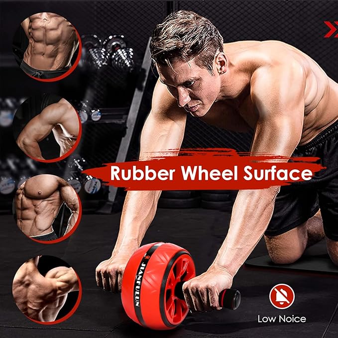 Ab Roller Wheel, Ab Workout Equipment for Abdominal & Core Strength Training, Home Gym Fitness Exercise Wheels for Women Men, with 2 Grip Strength Trainer & Knee Pad Accessories