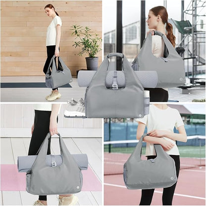 sportsnew Yoga Gym Bags for Women with Shoes Compartment & Wet Dry Storage Pockets & Adjustable Yoga Mat Holder, Patent Pending