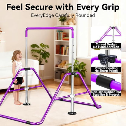 Kids Gymnastics Bar Gymnastic Equipment for Home Adjustable Height Gymnastic Training Bar Gymnastic Stuff for 3-7 Years Old Girls