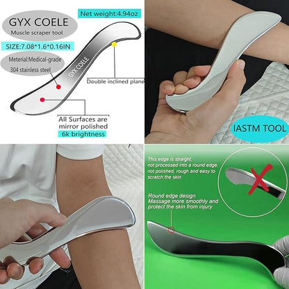 4 in 1 Muscle Scraper Tool Set, IASTM Physical Therapy Massage Tools with Storage Case, Gua Sha Massage Scraper Scraping Tool Physical Therapy (4PCS Set)