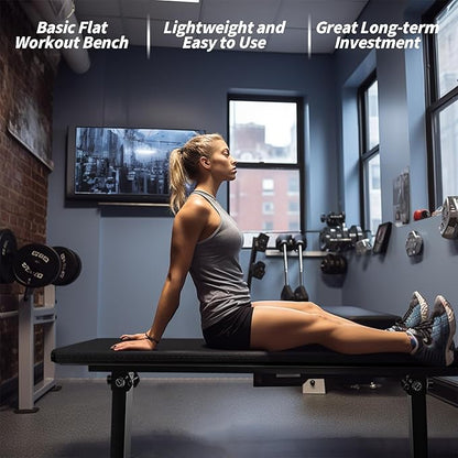 Flat Bench, Flat Weight Workout Exercise Bench Easy,Assembly,Foldaway Bench for Adjustable Dumbbells or an Adjustable Dumbbell Set,Strength Training Bench Press