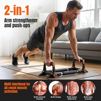Twister Arm Trainer, Adjustable Chest and Arm Trainer 2 in 1 Gym Workout Equipment for Arm and Chest Muscle Training, Portable Push Up Bar with Anti-Slip Handles for Men Women