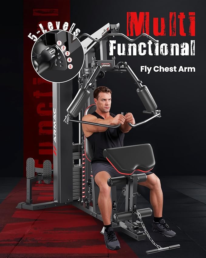 Sportsroyals Home Gym, Multifuntional Workout Station with 150LBS Weight Stack, Full Body Workout Equipment for Home Exercise Fitness
