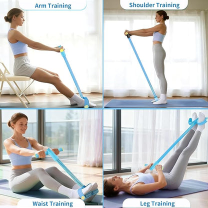 Pedal Resistance Bands with Handles, Upgrade 6-Tubes Manual Tension Training Pedal, Natural Rubber Foot Pedal Resistance Bands, Multifunction Fitness Bands for Abdomen, Waist, Arm, Leg
