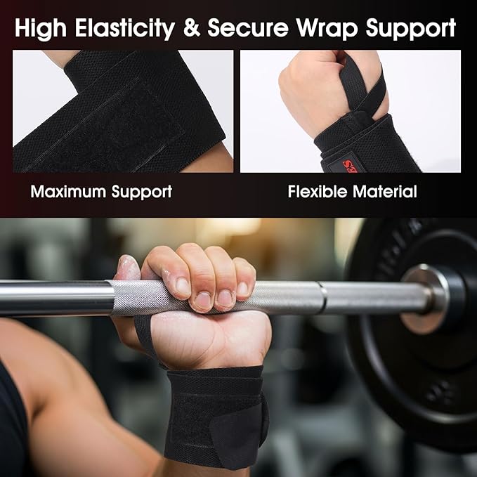Wrist Wraps for Weightlifting & Lifting Straps Set for Strength Training, Deadlifting, Powerlifting Gym Straps, Durable Wrist Support for Men & Women