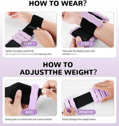 Wrist Ankle Weights for Women Men, Leg Arm Wrist Weights Bangles 1lb*2 2lb*2 Wearable Weights Pilates Weighted Bracelet for Strength Training Walking Swimming Yoga Physical Therapy