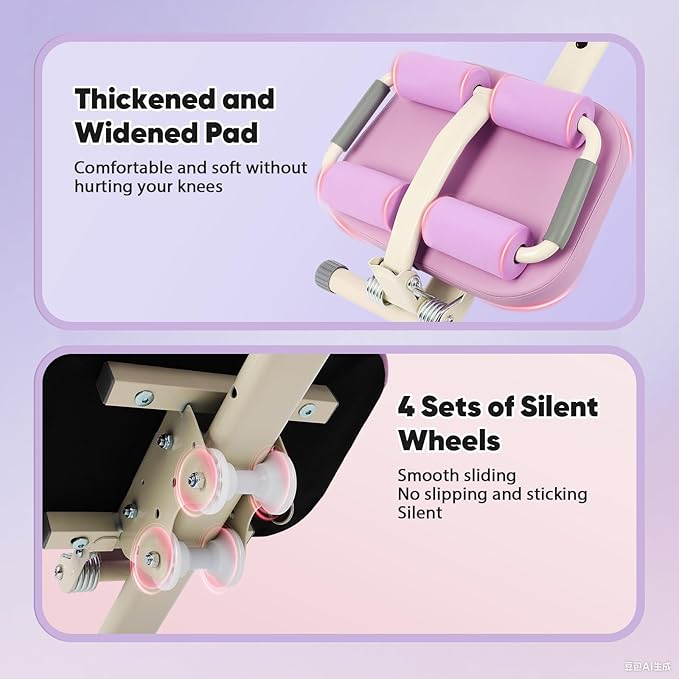 Multifunctional Ab Machine, Adjustable Ab Workout Equipment, Ab ＆ Sit Up Machine for Stomach Workout, Foldable Abdominal Trainer with Knee and Back Protection, Full Body Workout for Home