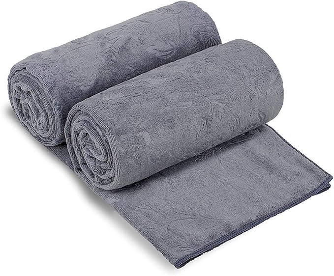 JML Pack of 2 Large Bath Towels Set, 30" x 60", Fast Drying, Soft Super Absorbent Oversized Microfiber Towel for Body, Use for Hotel, Salon, Yoga, Gym,Spa, Sauna, Shower, Pool, Sport - Grey Floral