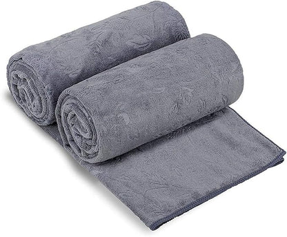 JML Pack of 2 Large Bath Towels Set, 30" x 60", Fast Drying, Soft Super Absorbent Oversized Microfiber Towel for Body, Use for Hotel, Salon, Yoga, Gym,Spa, Sauna, Shower, Pool, Sport - Grey Floral