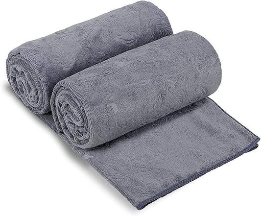 JML Pack of 2 Large Bath Towels Set, 30" x 60", Fast Drying, Soft Super Absorbent Oversized Microfiber Towel for Body, Use for Hotel, Salon, Yoga, Gym,Spa, Sauna, Shower, Pool, Sport - Grey Floral