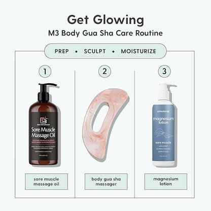Large Body Gua Sha Tool for Lymphatic Drainage, Cellulite, Sculpting and Sore Muscles, Grip-Friendly with Smooth Resin & Ergonomic Design for Jawline, Neck, Thighs and Stomach by M3 - Pink