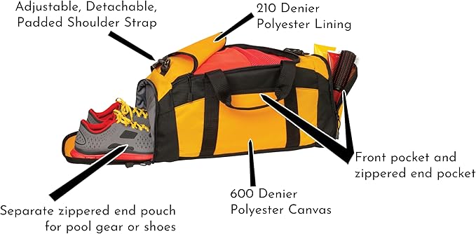 Personalized Sports Duffle Bag with Shoe Compartment (Football, Black)