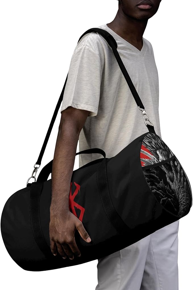 Anime Gym Bag for Women Men - Large Capacity Waterproof Workout Fitness Travel Sports Bags Fashion Street Camping Expandable Carry On Duffle Bag For Couple (Black Berserk) PTY