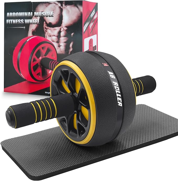 Ab Roller Wheel,Stable Wide Wheel For Beginner,Men,Women,Abs & Core Workout Equipment For Home Gym With Knee Pad,Abdominal Wheel For Full-Body Strength Training