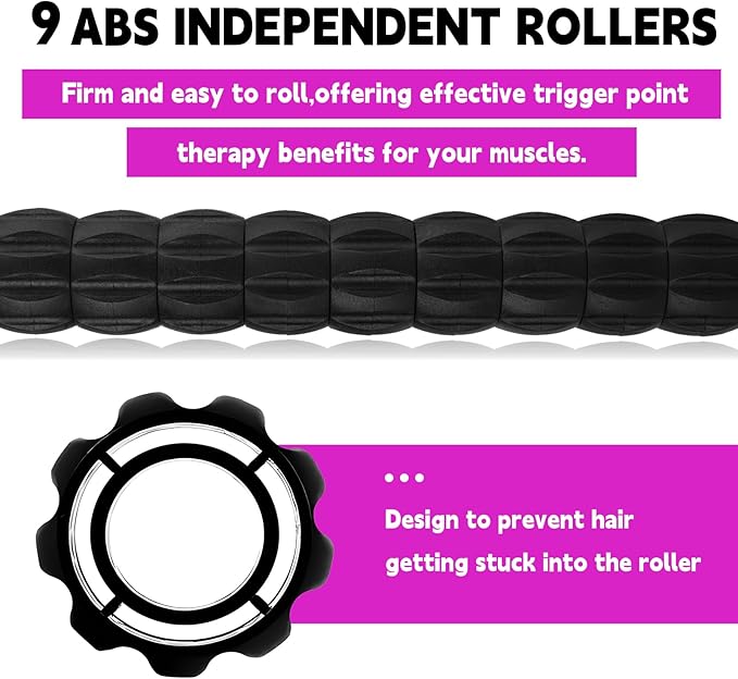 Muscle Roller Stick for Athletes, Massage Roller Stick, Lymphatic Drainage and Liposuction Massage Roller, Relieves Muscle Soreness, Trigger Points, for Physical Therapy and Recovery (Purple & Black)