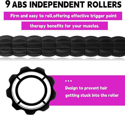 Muscle Roller Stick for Athletes, Massage Roller Stick, Lymphatic Drainage and Liposuction Massage Roller, Relieves Muscle Soreness, Trigger Points, for Physical Therapy and Recovery (Purple & Black)