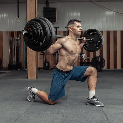 RitFit Barbell Weight Set - 4/6FT Olympic Barbell with Weight Plates (55-115LB Total) - Weightlifting Equipment for Squats, Curls, Deadlifts, Presses, Hip Thrusts
