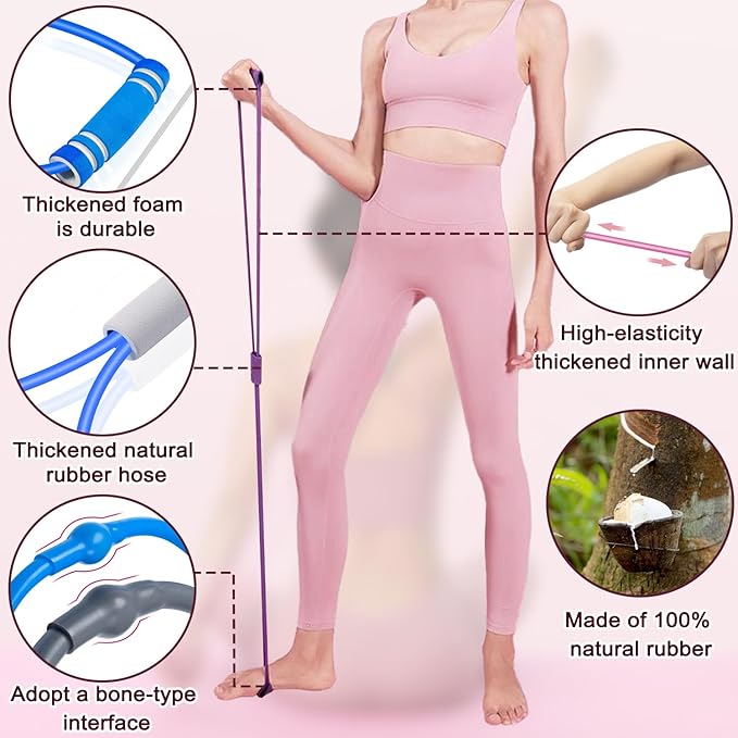 Figure 8 Fitness Band for Home Workouts, Arm Chest & Shoulder Exercise, Stretch Band for Strength Training, Men & Women (4pcs),Gift for Christmas