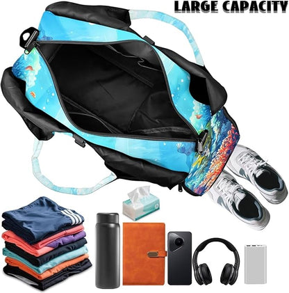 Gym Bag with Yoga Mat Holder Large Tote Bag With Multi Pockets for Women Men Dry Wet Separated Pocket Carryall Yoga Tote Bag for Pilates Travel Workout Office